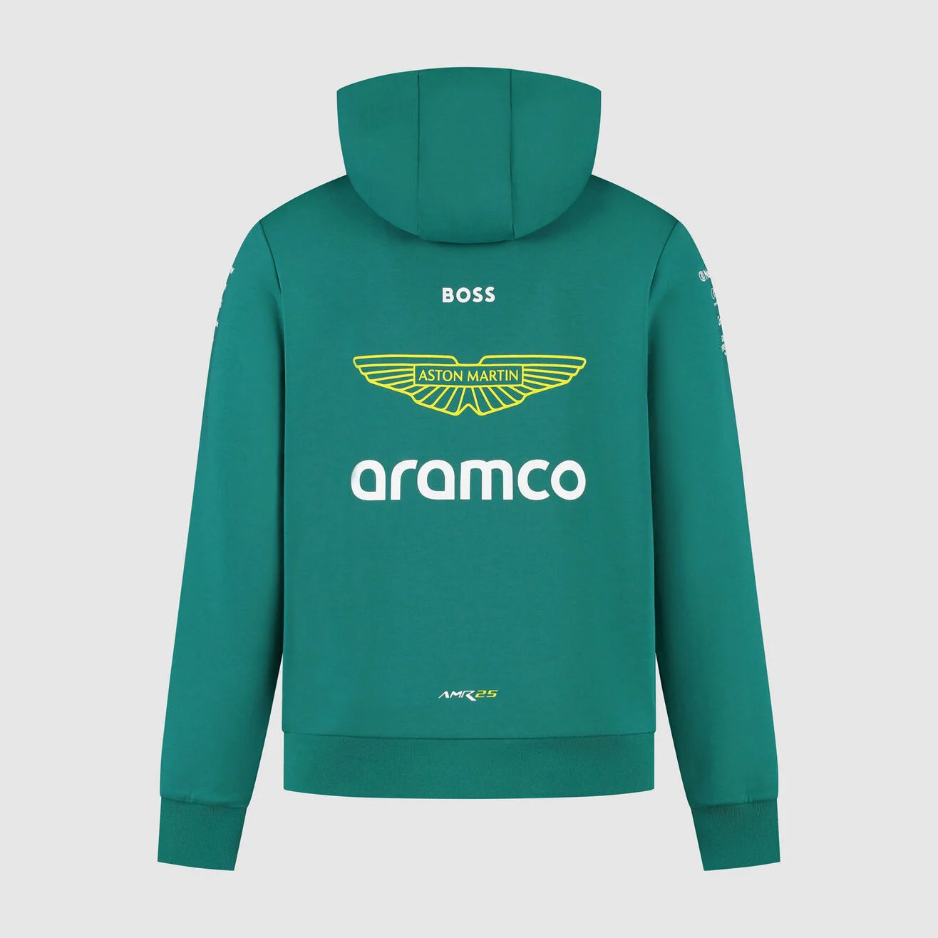 Aston Martin Formula 1 2025 hoodie showing premium team branding and race-inspired design"