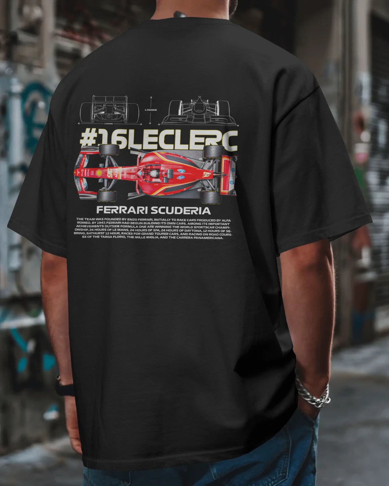 Scuderia Ferrari Charles Leclerc F1 illustration T-shirt close-up print