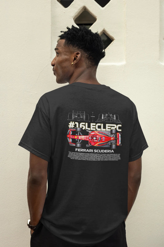 Charles Leclerc fan art Ferrari F1 unisex graphic T-shirt front view