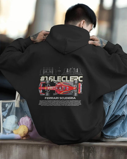 Charles Leclerc #16 Ferrari Scuderia F1 Racing Hoodie - Front View