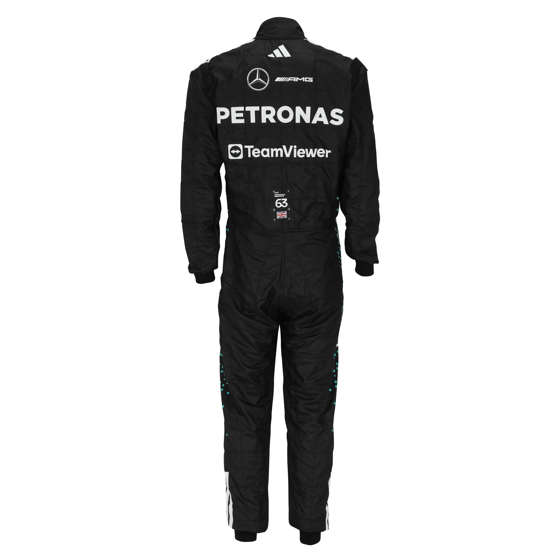 Portrait of Mercedes driver George Russell in his 2025 Formula 1 race suit