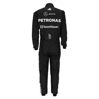 Portrait of Mercedes driver George Russell in his 2025 Formula 1 race suit