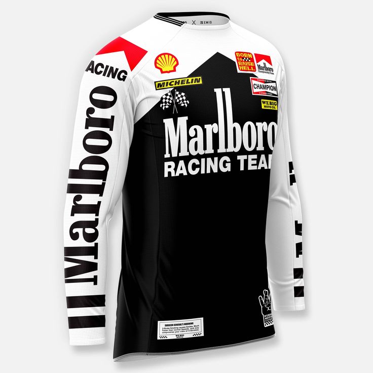 Marlboro Racing Team jersey with various sponsor logos on a white background