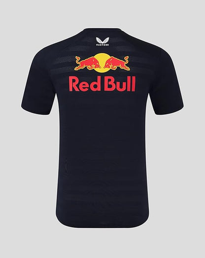 Black t-shirt with Red Bull logo on a gray background