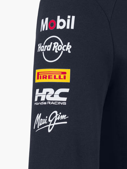 Red Bull Racing and Oracle logo detail on replica hoodie with sublimation print
